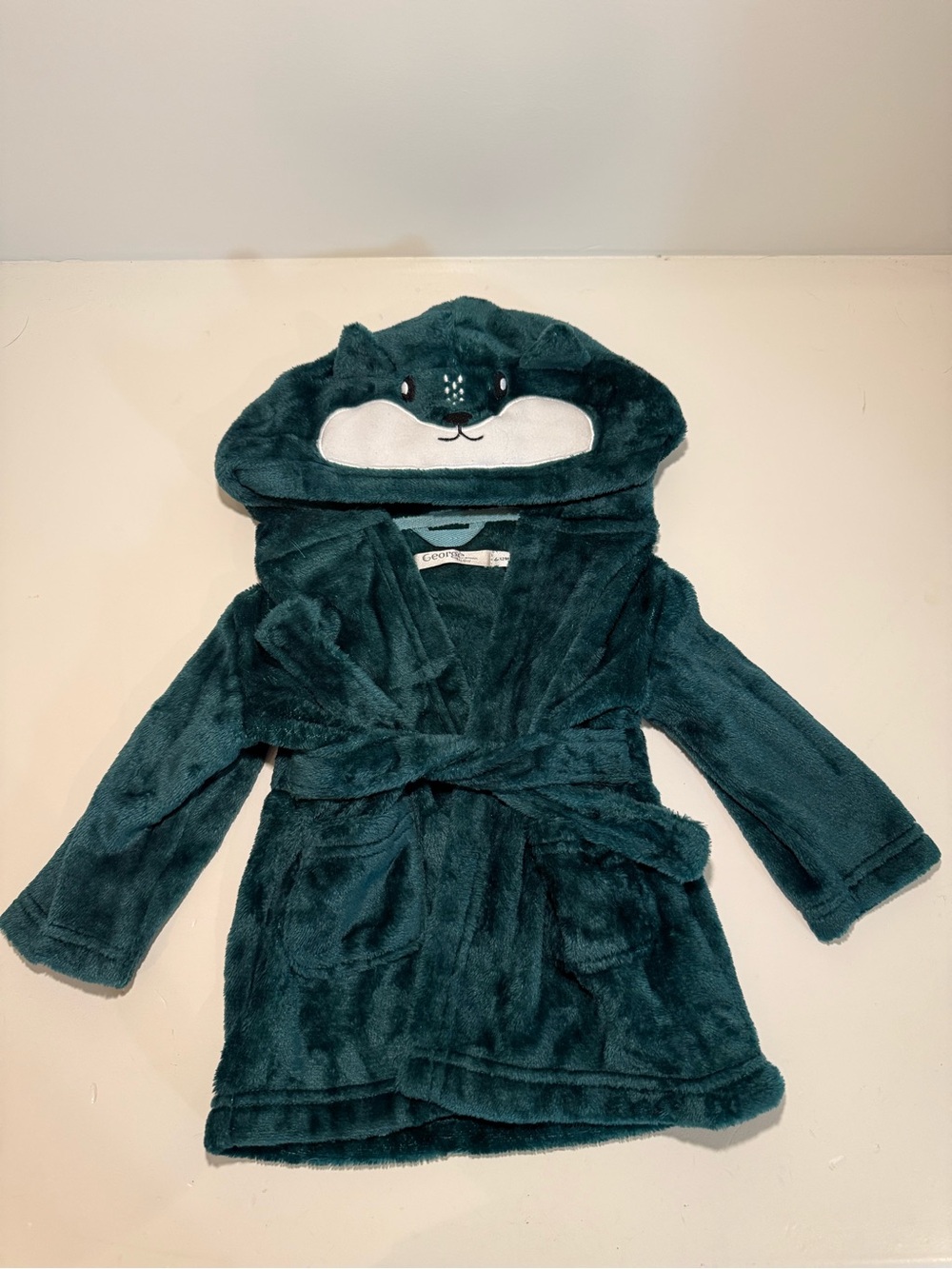 George Plush Hooded House Coat | 6–12M | Emerald Green